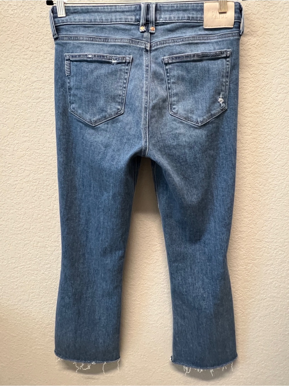 PAIGE Colette High Rise Crop Flare Raw Hem Jeans Light Wash Size 30 - Picture 15 of 16